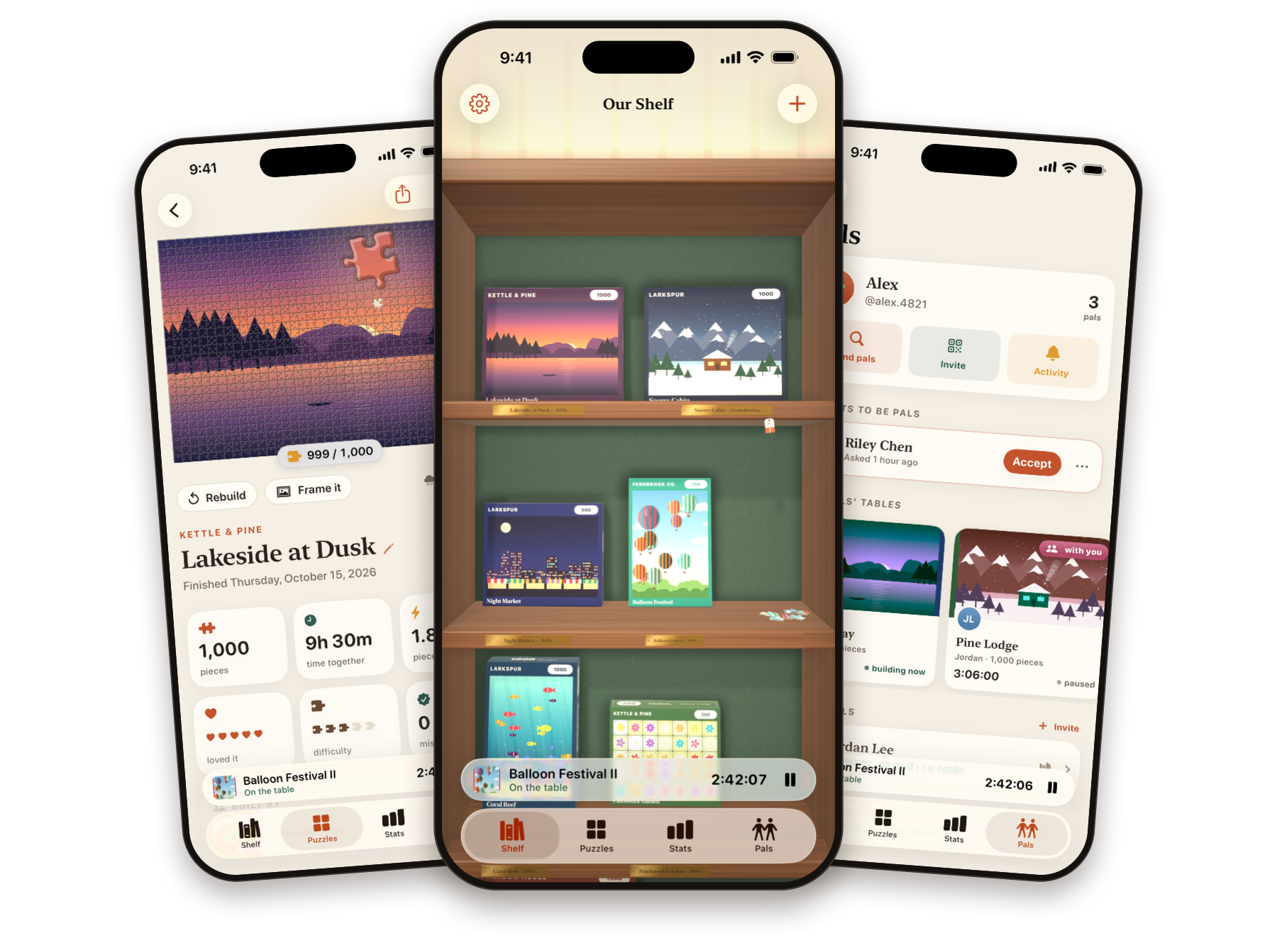 Last Piece on iPhone: a puzzle rebuilding, the 3D shelf of puzzle boxes, and the Pals tab